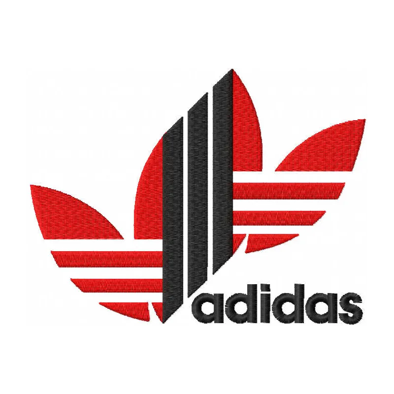 Adidas Red & Black Logo Stitching Pattern