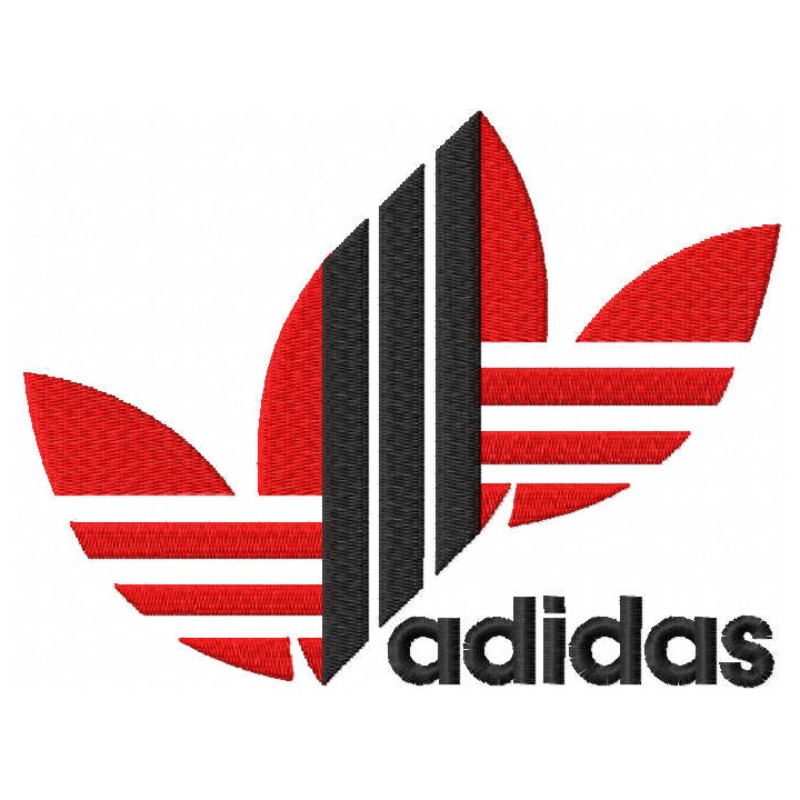 Adidas red black logo embroidery design - Embroidery Design