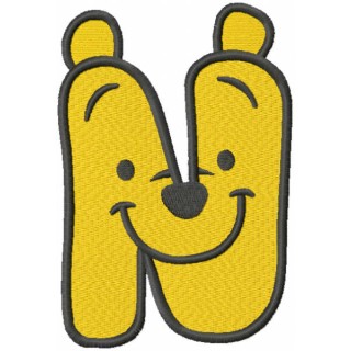 Pooh letter n embroidery design - Embroidery Design