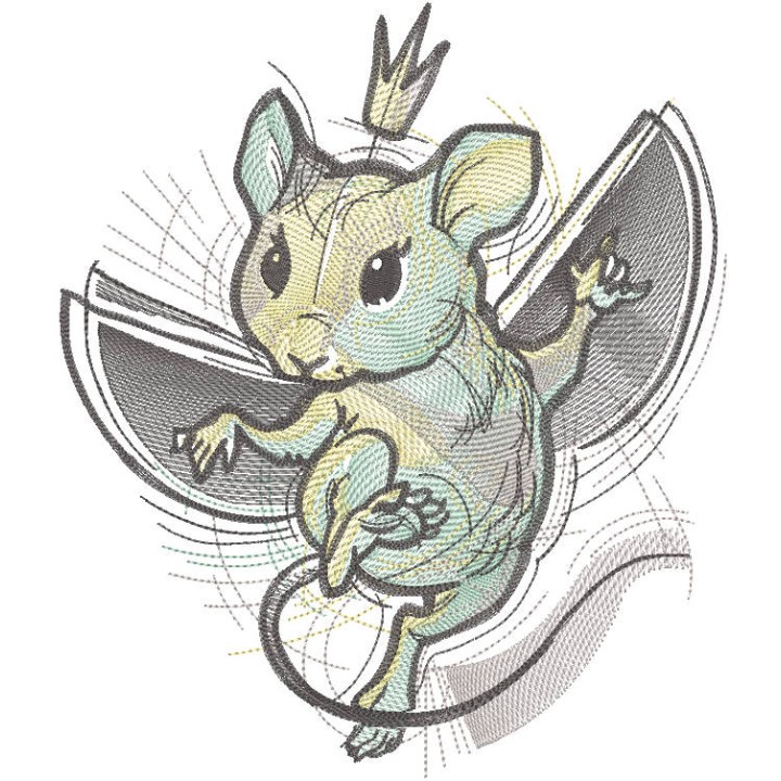 Dancing Mouse Queen embroidery design - Embroidery Design
