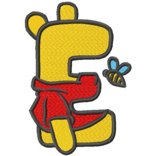 Pooh letter e embroidery design - Embroidery Design