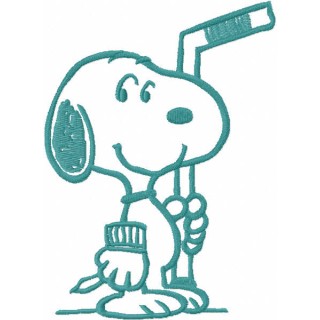 Snoopy hockey one colored embroidery design - Embroidery Design