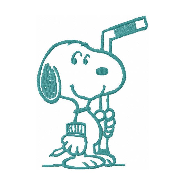 Snoopy hockey one colored embroidery design - Embroidery Design