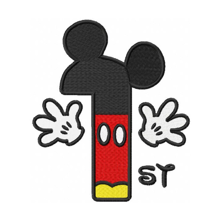 Number First Mickey embroidery design - Embroidery Design