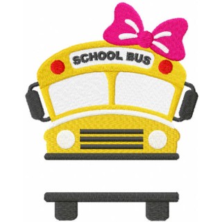 School bus with girl embroidery design - Embroidery Design