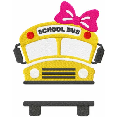 School Bus Girl Embroidery Design - Back to School Fun