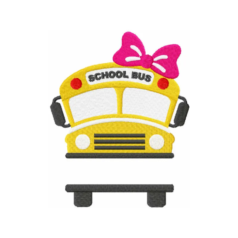 School Bus Girl Embroidery Design - Back to School Fun