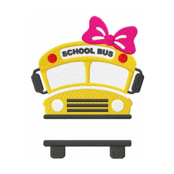 School bus with girl embroidery design - Embroidery Design