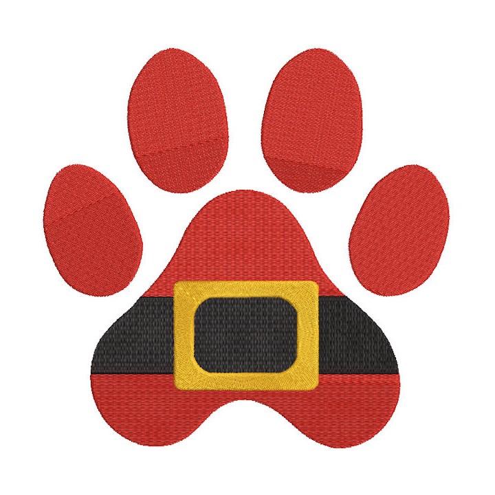 Dog Santa paw embroidery design - Embroidery Design