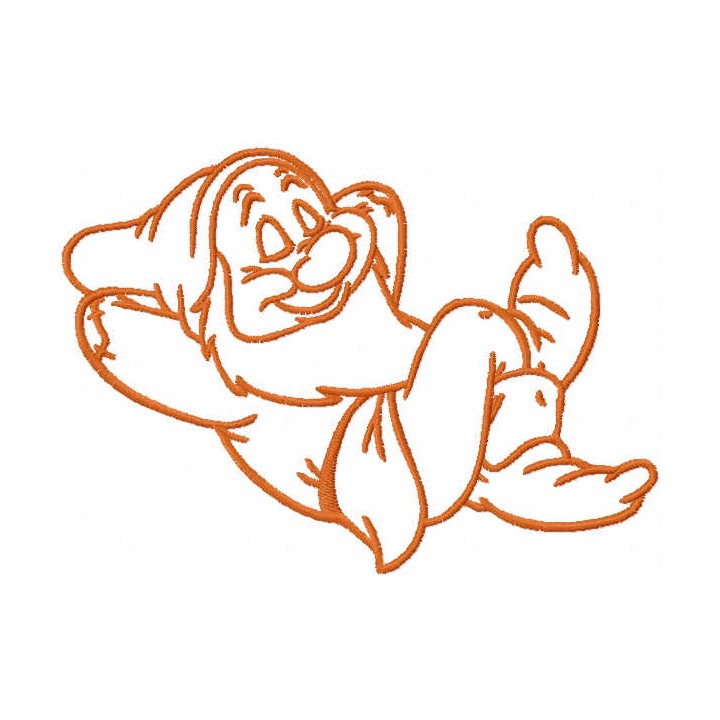 Sleepy Bashful one colored embroidery design - Embroidery Design