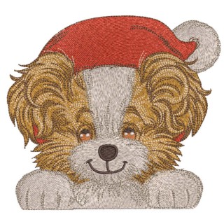 Funny Santa dog embroidery design - Embroidery Design
