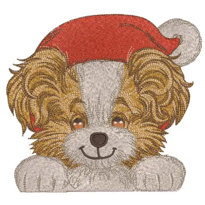 Funny Santa Dog Stitching Pattern for Holiday Crafts