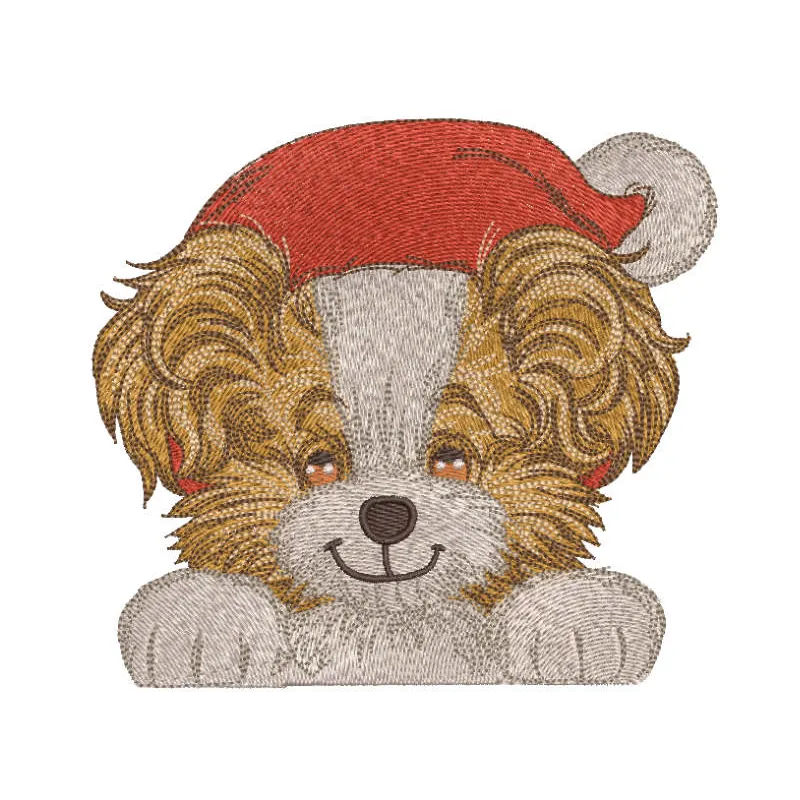 Funny Santa Dog Stitching Pattern for Holiday Crafts