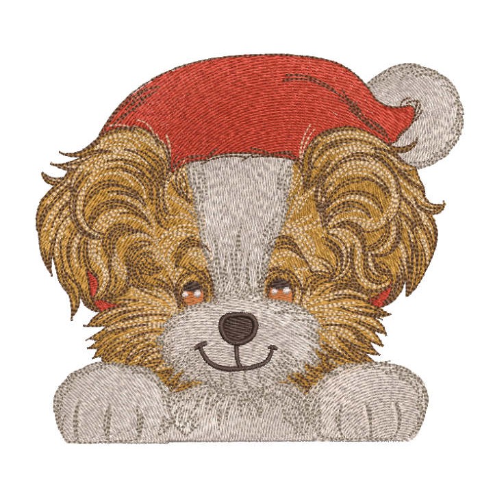 Funny Santa dog embroidery design - Embroidery Design