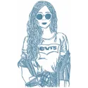 Denim girl embroidery design - Embroidery Design