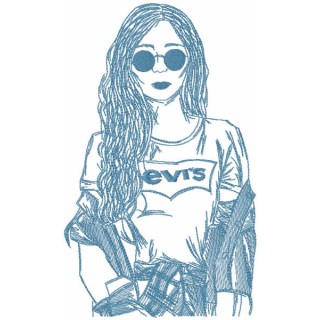 Denim girl embroidery design - Embroidery Design