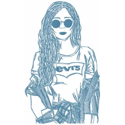 Denim girl embroidery design - Embroidery Design