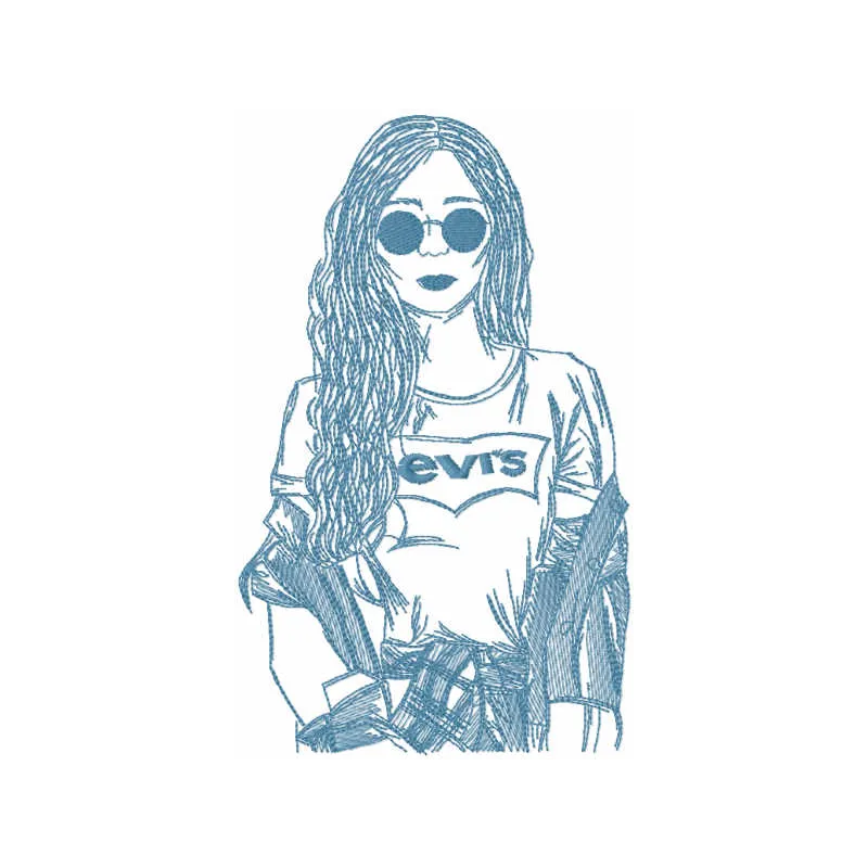 Denim girl embroidery design - Embroidery Design