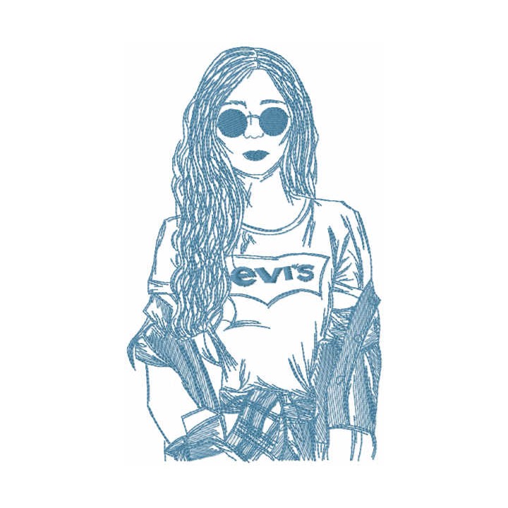 Denim girl embroidery design - Embroidery Design