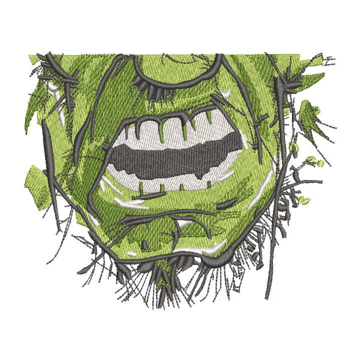 Incredible hulk face mask embroidery design - Embroidery Design