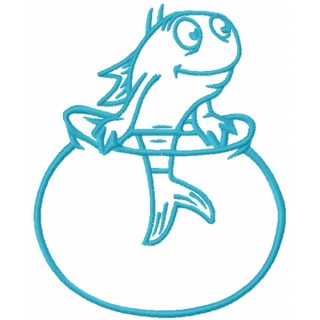 Fish in the aquarium one colored embroidery design - Embroidery Design