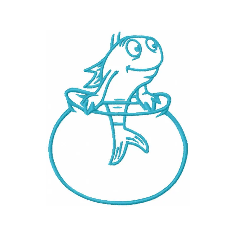 Fish in the Aquarium One Color Stitching Pattern