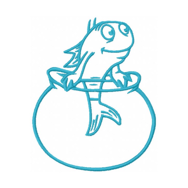 Fish in the aquarium one colored embroidery design - Embroidery Design