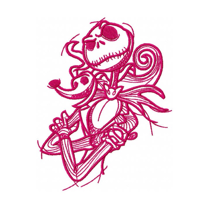 Jack and spooky one colored embroidery design - Embroidery Design