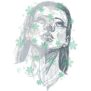Snowflakes fall on the girl's face embroidery design - Embroidery Design