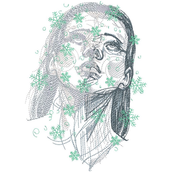 Snowflakes fall on the girl's face embroidery design - Embroidery Design