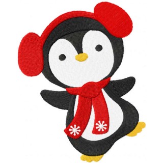 Funny Christmas penguin embroidery design - Embroidery Design