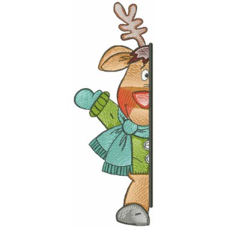Deer outside the door embroidery design - Embroidery Design
