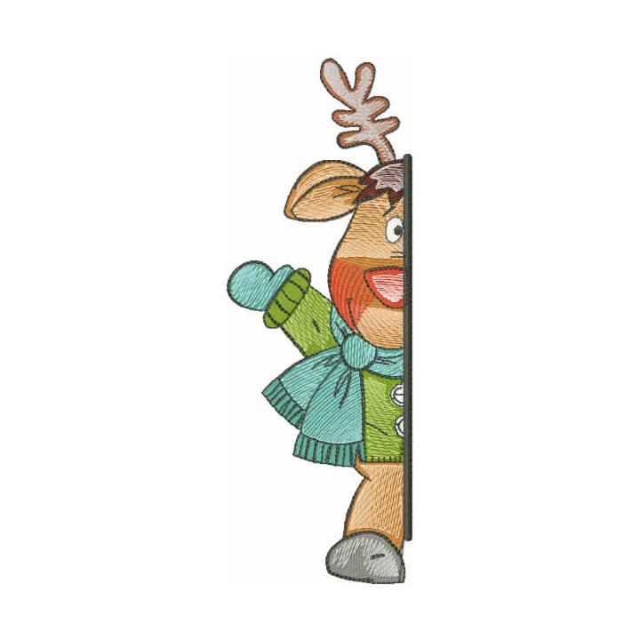 Deer outside the door embroidery design - Embroidery Design