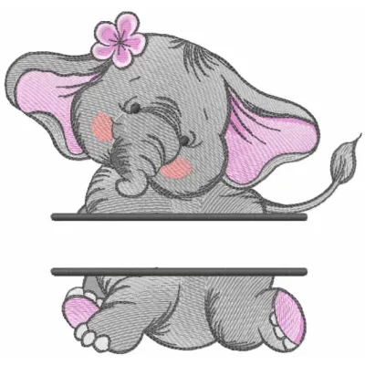 Dancing Elephant Monogram Stitching Pattern