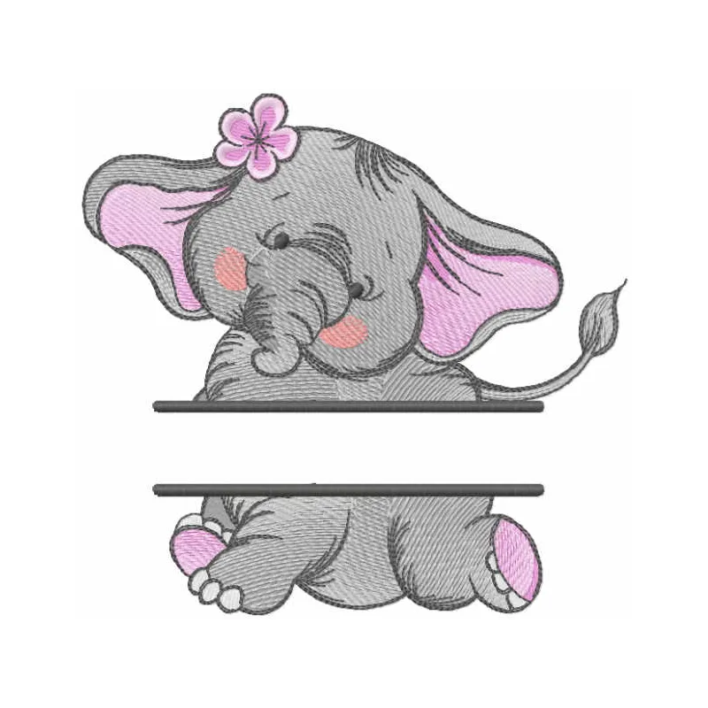 Dancing Elephant Monogram Stitching Pattern