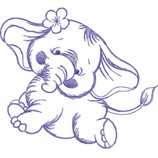 Dancing elephant one colored embroidery design - Embroidery Design
