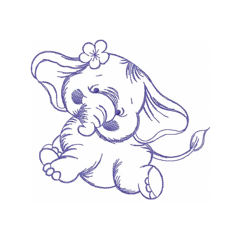 Dancing Elephant Stitching Pattern | Single Color Design