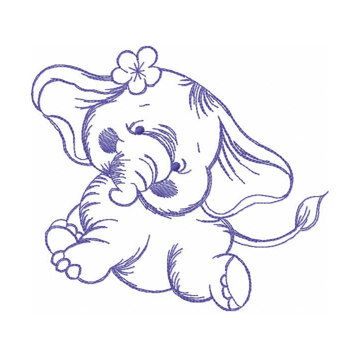 Dancing elephant one colored embroidery design - Embroidery Design