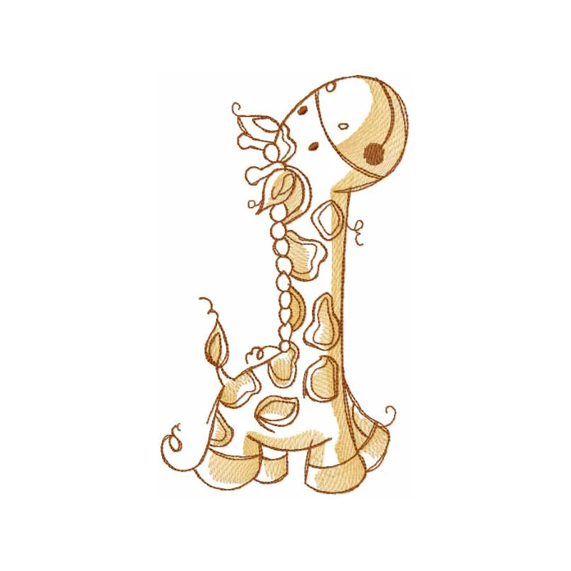 Charming Walking Baby Giraffe Embroidery Design
