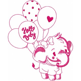 Baby elephant one colored embroidery design - Embroidery Design