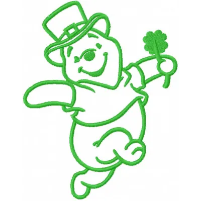 St patrick winnie pooh one colored embroidery design - Embroidery Design