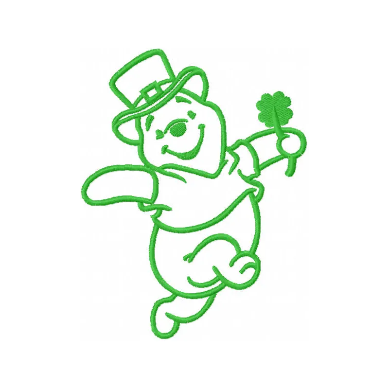 St patrick winnie pooh one colored embroidery design - Embroidery Design