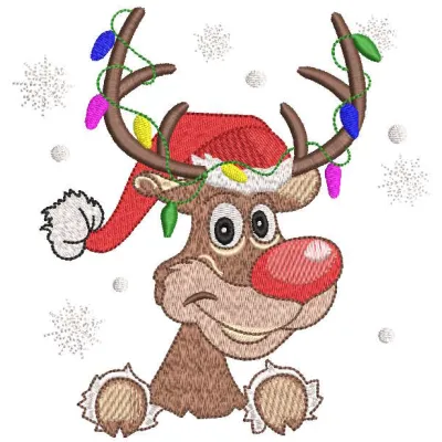 Festive Reindeer Santa Hat Stitching Pattern