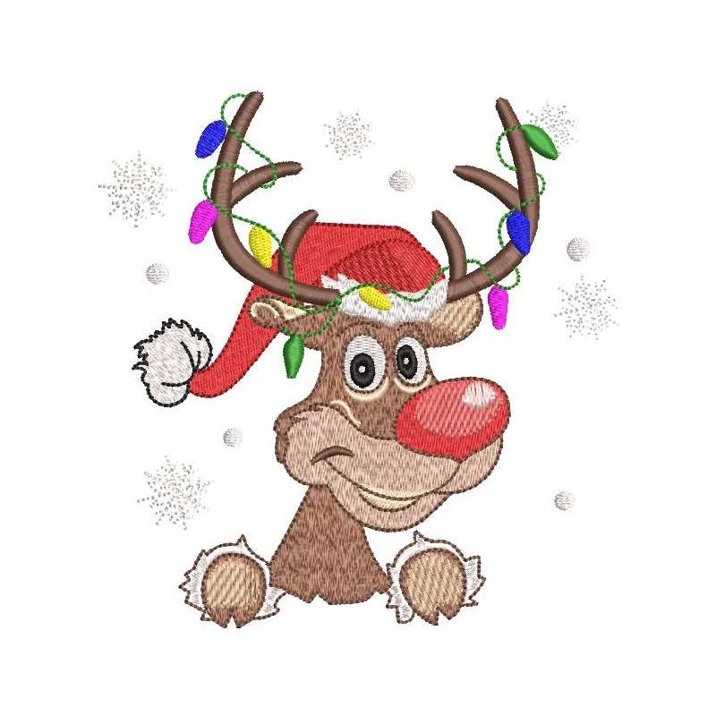 Festive Reindeer Santa Hat Stitching Pattern
