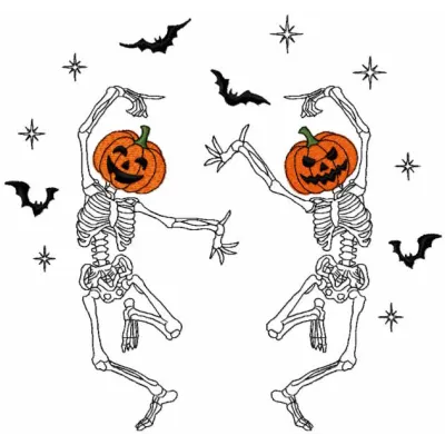 Dancing Skeletons Stitching Pattern for Halloween Fun
