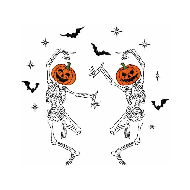 Dancing Skeletons Stitching Pattern for Halloween Fun