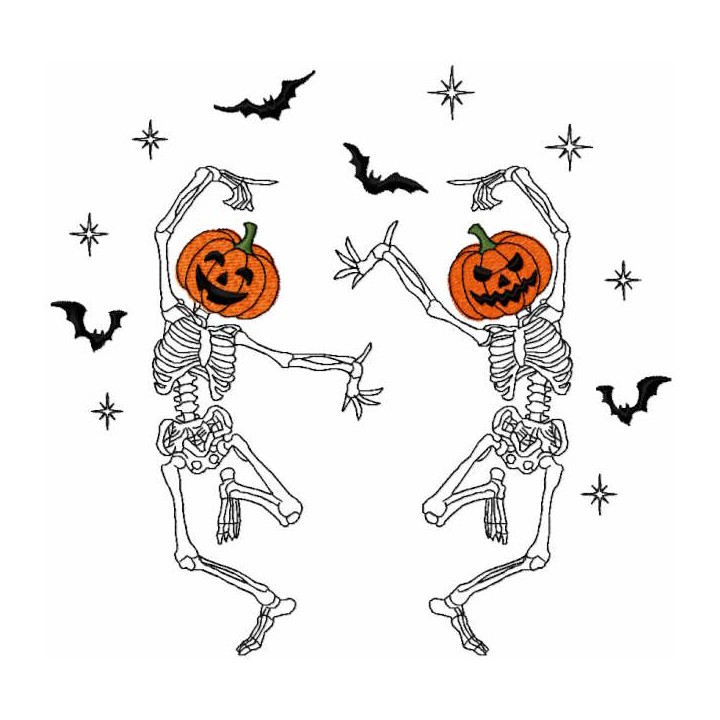 Dancing skeletons embroidery design - Embroidery Design