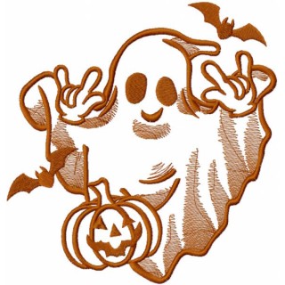 Funny dancing ghost embroidery design - Embroidery Design
