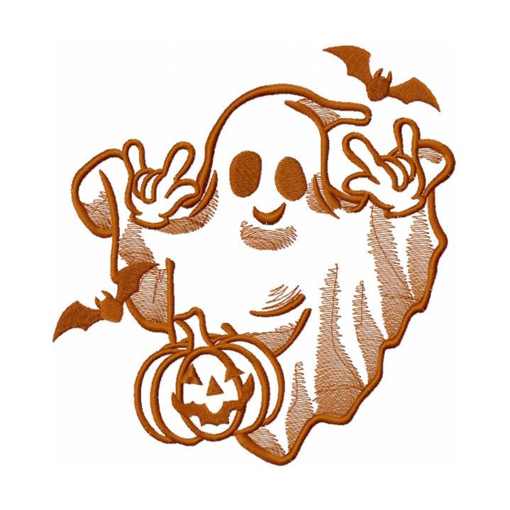 Funny dancing ghost embroidery design - Embroidery Design