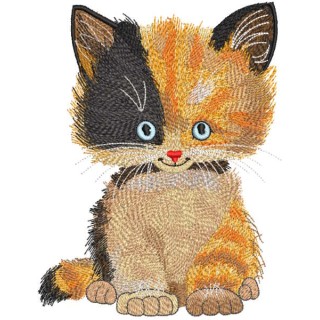 Sitting multicolored cat embroidery design - Embroidery Design